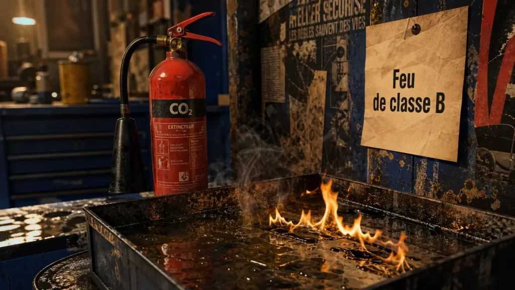 Feu de classe B : mousse, poudre ou CO2, pourquoi l’eau aggrave le risque