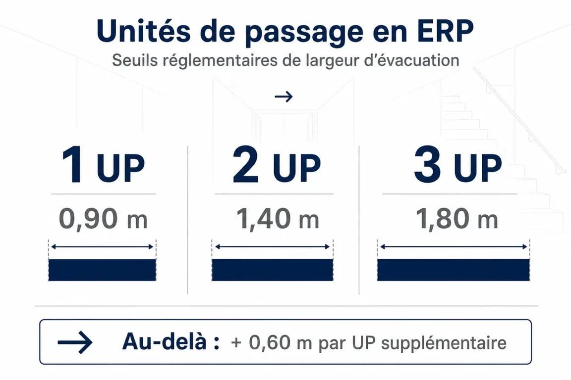 Unite de passage ERP : seuils de largeur des dégagements et repères réglementaires