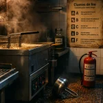 Extincteur feu de classe F, huile fumante en cuisine pro