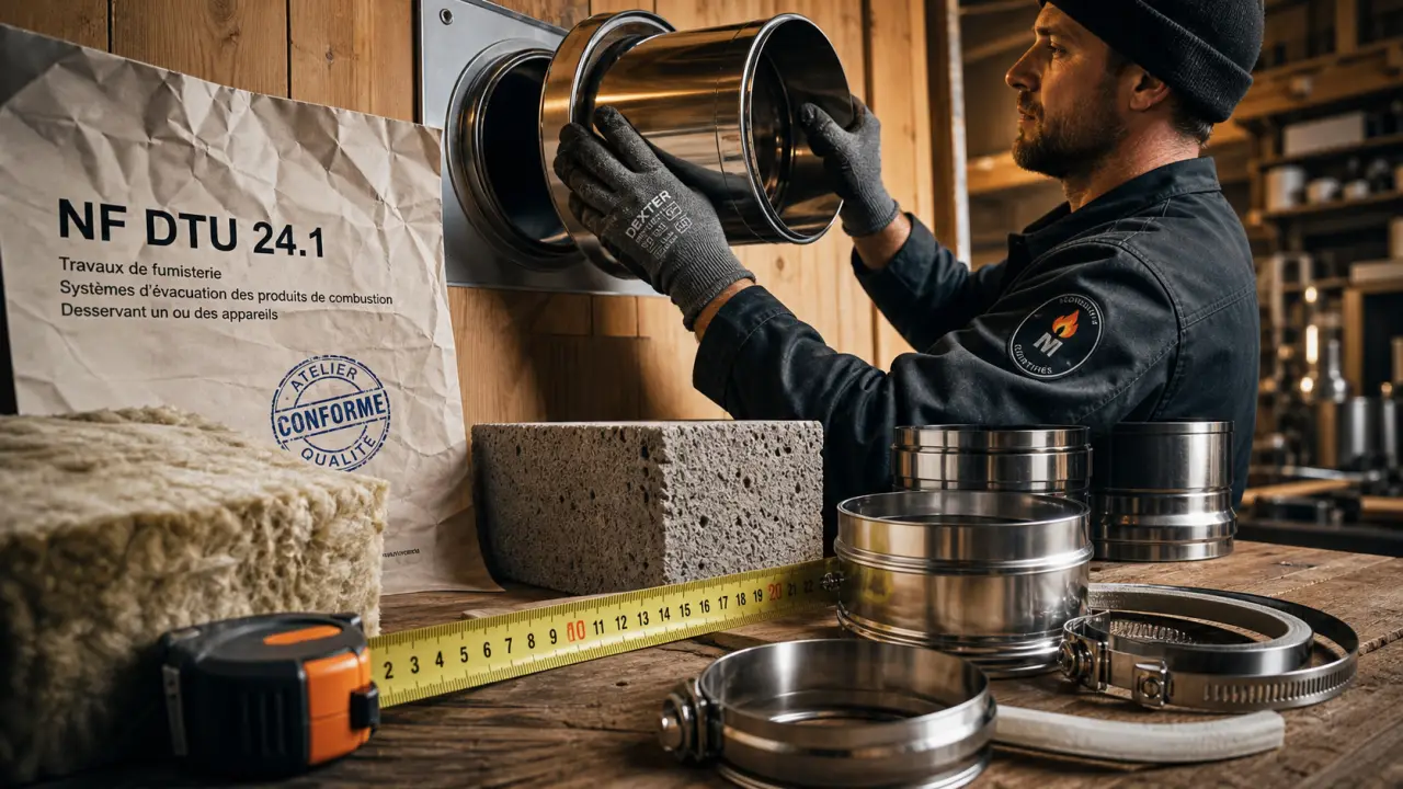nf dtu 24.1 : pose conduit de fumée inox conforme