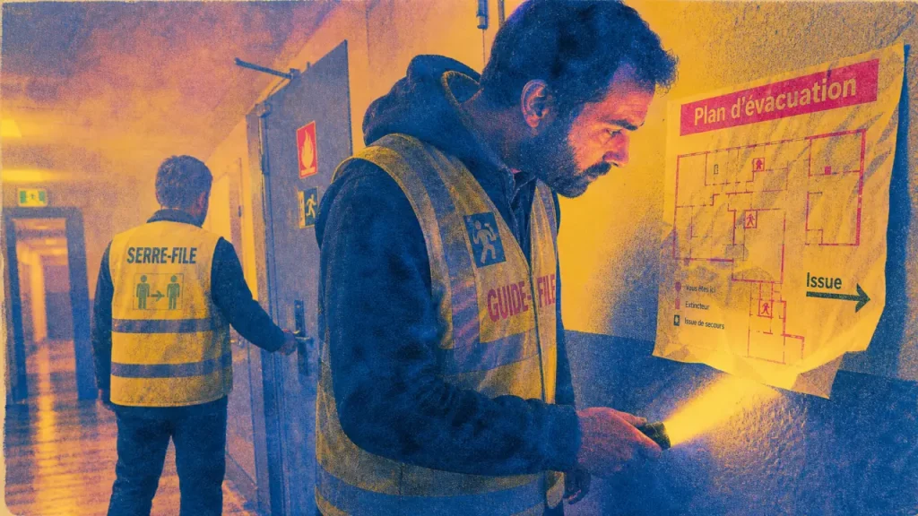 Serre-file et guide-file : qui dirige, qui vérifie et comment les organiser pendant l’évacuation