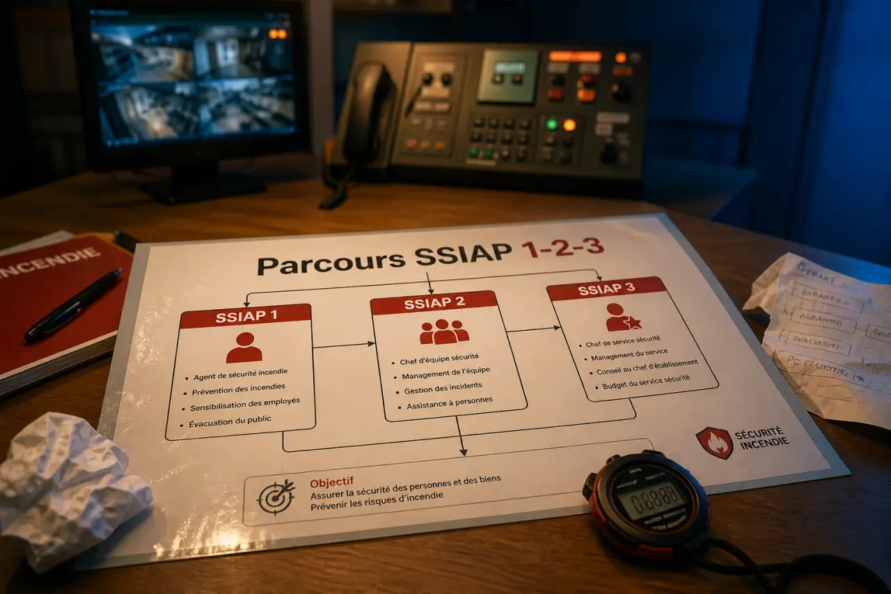 SSIAP formation parcours 1-2-3, salle de formation sécurité incendie
