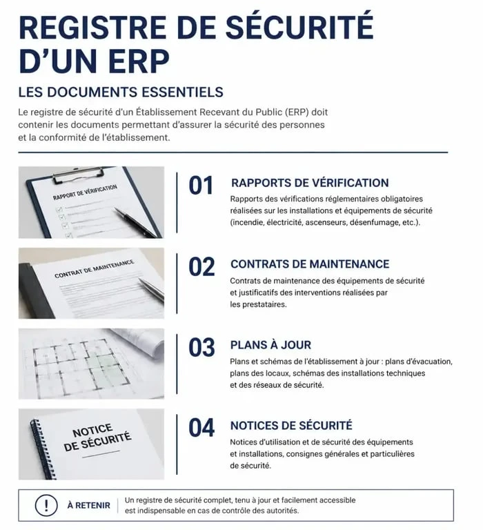 Documents obligatoires pour le registre de sécurité ERP