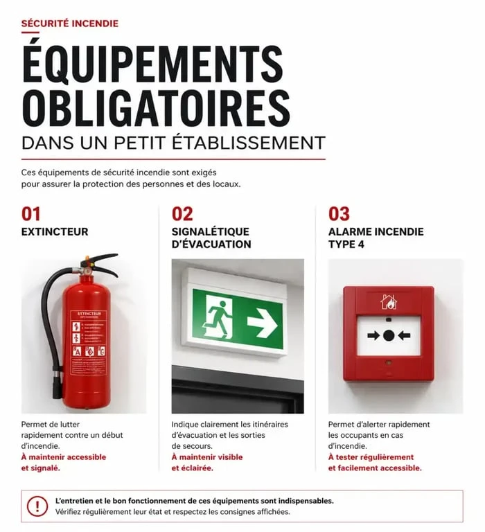 Équipements de sécurité incendie obligatoires dans un ERP de 5ème catégorie