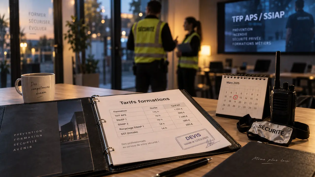 Prix de la formation agent de sécurité TFP APS : devis, calendrier et talkie-walkie